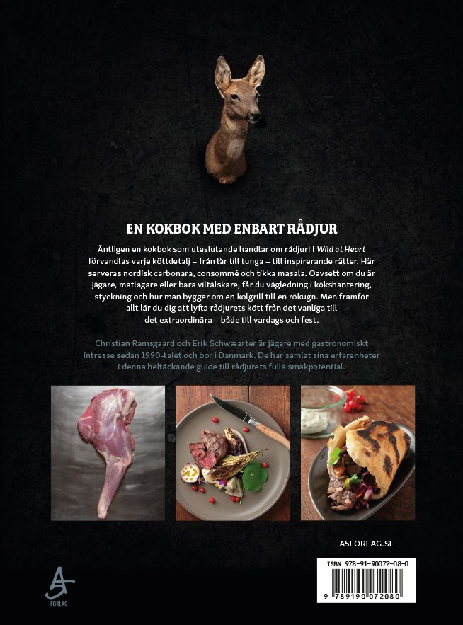 Baksida av kokboken WILD at HEART Rådjur